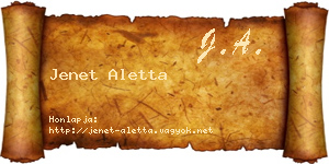 Jenet Aletta névjegykártya